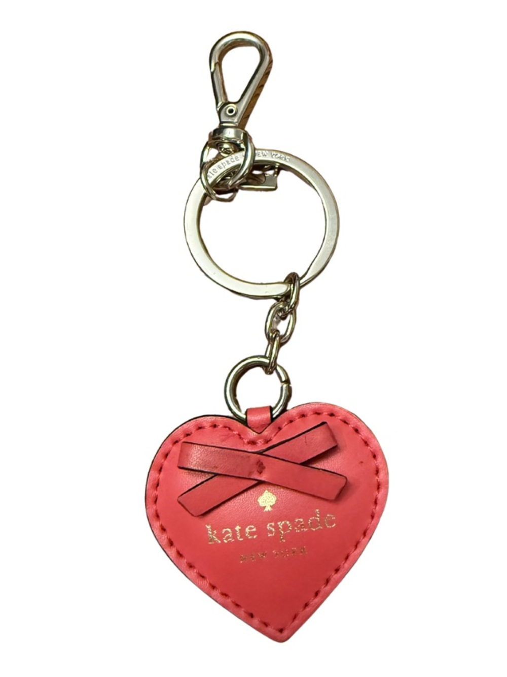 kate spade Red Heart Key & Card Holder Keychain with Bow NWOT